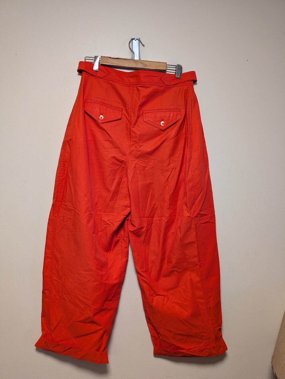 Maeve by Anthropologie Red Orange Wide Leg Utility Pants Size 8 Barrel Crop - Picture 5 of 10